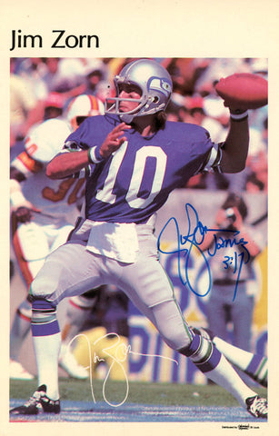 Jim Zorn Autographed Seattle Seahawks Mini Poster 22/50 Beckett 46119