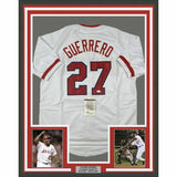 FRAMED Autographed/Signed VLADIMIR VLAD GUERRERO 33x42 LA White Jersey JSA COA