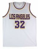 Magic Johnson Signed Los Angeles Lakers White Jersey (Beckett Holo) 5xNBA Champ