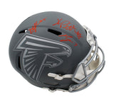 Drake London, Kyle Pitts, Bijan Robinson Signed Falcons Speed Slate Helmet