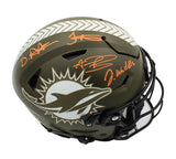 Jaylen Waddle, De'Von Achane, Tyreek Hill Signed Miami Dolphins Flex STS Helmet