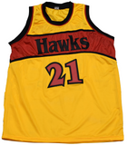 DOMINIQUE WILKINS SIGNED ATLANTA HAWKS #21 GOLD BASKETBALL JERSEY BECKETT