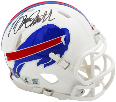 BRUCE SMITH AUTOGRAPHED BILLS WHITE SPEED MINI HELMET BECKETT WITNESS 233776