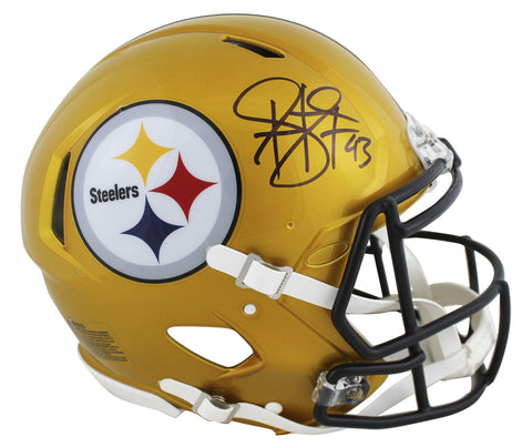 Steelers Troy Polamalu Signed Flash Full Size Speed Proline Helmet BAS Witnessed