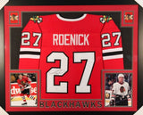 Jeremy Roenick Signed Blackhawks 35x43 Custom Framed Jersey (JSA COA)