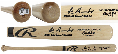 D-Backs Luis Gonzalez "2x Insc" Signed Blonde Rawlings Baseball Bat BAS Witness