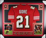 FRANK GORE (49ers red shadow SKYLINE) Signed Autographed Framed Jersey Beckett