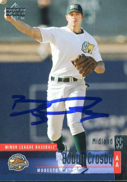 A's Bobby Crosby Authentic Signed Card 2002 Upper Deck Minor League #14 w/ COA