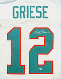 Bob Griese Autographed White Pro Style Jersey- Beckett Auth *2