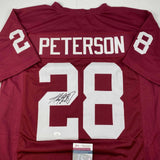 Autographed/Signed Adrian Peterson Oklahoma Maroon College Jersey JSA COA