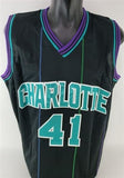 Glen Rice Signed Charlotte Hornets Black Pinstriped Jersey (JSA COA) 3xAll Star