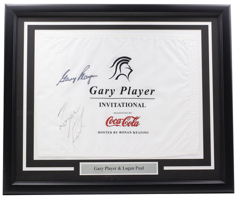 Gary Player Logan Paul Signed Framed Gary Player Inventional Golf Flag BAS LOA