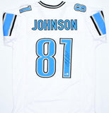 Calvin Johnson Autographed White Pro Style Jersey-Beckett W Hologram *Black *1