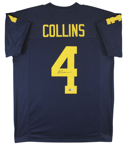 Michigan Nico Collins Authentic Signed Navy Blue Pro Style Jersey BAS Witnessed