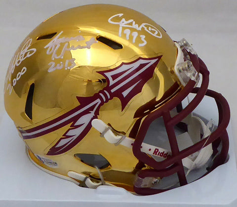 FSU HEISMAN WINNERS AUTOGRAPHED CHROME MINI HELMET 3 SIGS WINSTON BECKETT 181853