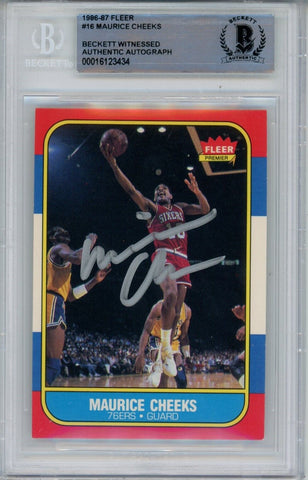 Maurice Cheeks Autographed 1986 Fleer #16 Trading Card Beckett 43883