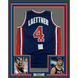 FRAMED Autographed/Signed CHRISTIAN LAETTNER 33x42 Team USA Blue Jersey JSA COA