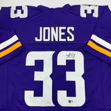 Autographed/Signed Aaron Jones Minnesota Purple Football Jersey Beckett BAS COA