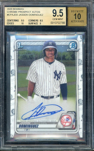 2020 Bowman Chrome 1st Prospects Jasson Dominguez RC BGS 9.5/10 Auto GEM MINT
