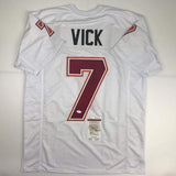 Autographed/Signed MICHAEL MIKE VICK Virginia Tech White College Jersey JSA COA