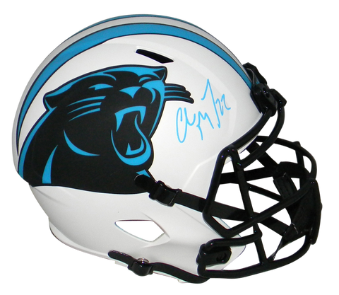 CHRISTIAN McCAFFREY SIGNED CAROLINA PANTHERS LUNAR FULL SIZE HELMET BECKETT