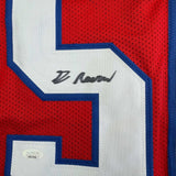 Framed Autographed/Signed Greg Rousseau 35x39 Buffalo Red Jersey JSA COA