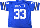 DALLAS COWBOYS TONY DORSETT AUTOGRAPHED BLUE FOOTBALL JERSEY JSA STOCK #228104