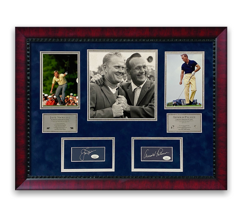 Arnold Palmer & Jack Nicklaus Signed Autographed Cuts Framed to 20x24 JSA