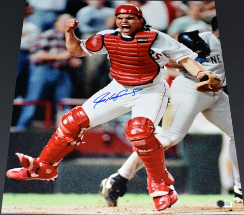 IVAN PUDGE RODRIGUEZ SIGNED AUTOGRAPHED TEXAS RANGERS 16x20 PHOTO BECKETT