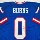 Autographed/Signed Brian Burns New York Retro Blue Football Jersey JSA COA