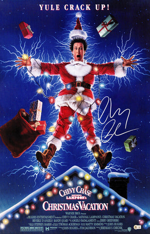 CHEVY CHASE AUTOGRAPHED 40X27 CHRISTMAS VACATION MOVIE POSTER BECKETT 233724