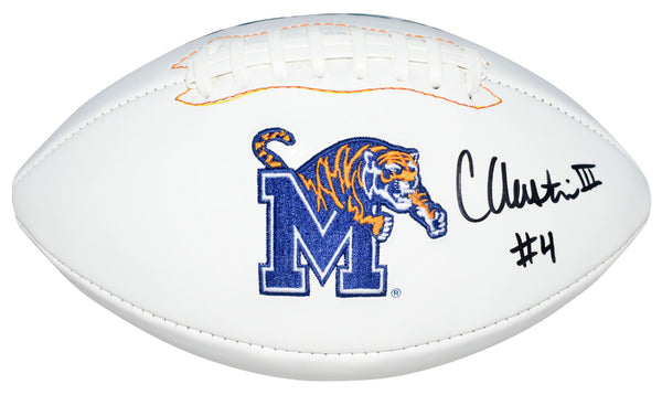 CALVIN AUSTIN III SIGNED MEMPHIS TIGERS WHITE LOGO FOOTBALL BECKETT