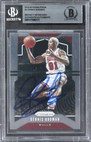 Bulls Dennis Rodman Authentic Signed 2019 Panini Prizm #3 Card BAS Slabbed