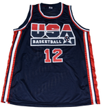 DOMINIQUE WILKINS SIGNED DREAM TEAM USA #12 NAVY BASKETBALL JERSEY BECKETT