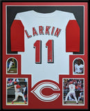 FRAMED CINCINNATI REDS BARRY LARKIN AUTOGRAPHED SIGNED JERSEY BECKETT HOLO