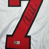 Autographed/Signed Chris Chelios Chicago White Hockey Jersey Beckett BAS COA