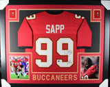 WARREN SAPP HOF 13 (Buccaneers red SKYLINE) Signed Autographed Framed Jersey JSA