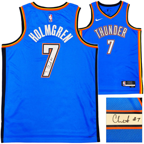 THUNDER CHET HOLMGREN AUTOGRAPHED NIKE SWINGMAN ICON JERSEY 48 BECKETT 234059