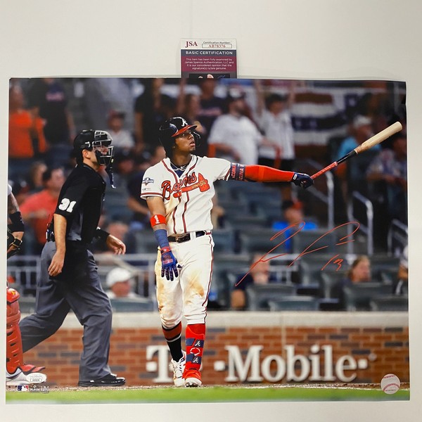 Autographed/Signed Ronald Acuna Jr Atlanta Braves 16x20 Baseball Photo JSA COA 3