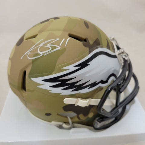 AJ BROWN SIGNED PHILADELPHIA EAGLES CAMO SPEED MINI HELMET BECKETT QR