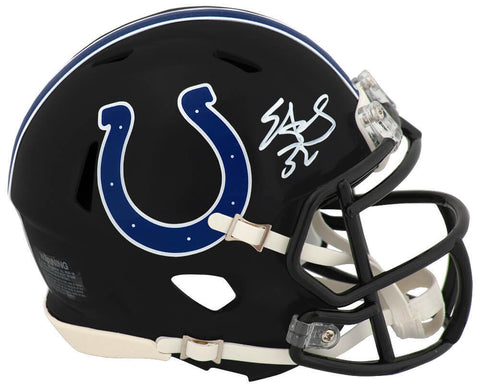 Edgerrin James Signed Colts 2023 Black Alt Riddell Speed Mini Helmet - (SS COA)