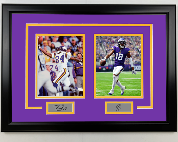 Framed Randy Moss & Justin Jefferson Facsimile Engraved Signatures 17x23 Photo