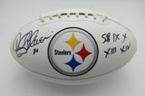 Rocky Bleier Signed/Inscribed White Steelers Logo Football Becket Witness 191564