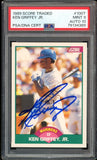 1989 Score Traded #100T Ken Griffey Jr. RC On Card PSA 9/10 Auto MINT