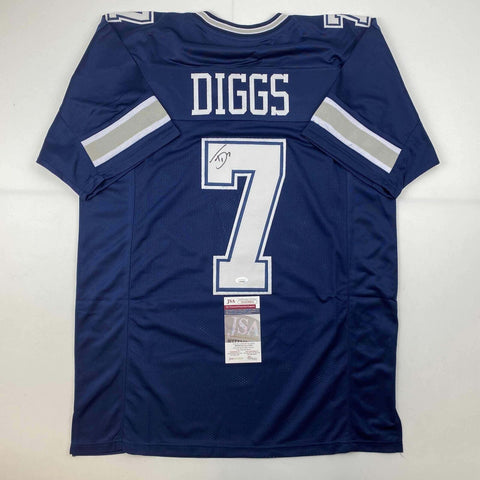 Autographed/Signed Trevon Diggs Dallas Blue Football Jersey JSA COA