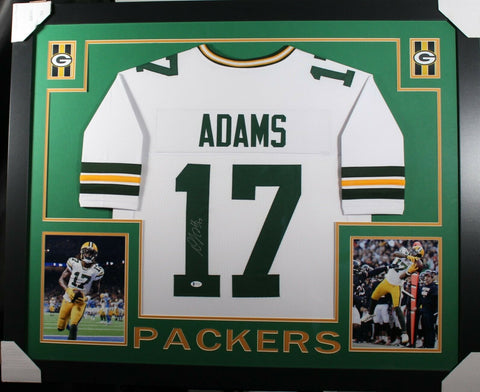 DAVANTE ADAMS (Packers white SKYLINE) Signed Autographed Framed Jersey Beckett