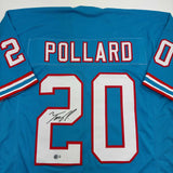 Autographed/Signed Tony Pollard Tennessee Retro Blue Football Jersey Beckett COA