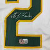 Framed Autographed/Signed Rickey Henderson 33x42 White Baseball Jersey BAS COA