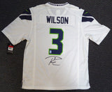 SEAHAWKS RUSSELL WILSON AUTOGRAPHED WHITE NIKE JERSEY SIZE L RW HOLO 105022