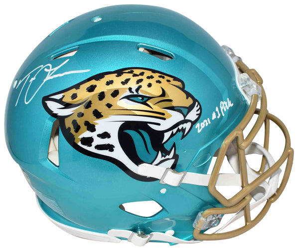 TREVOR LAWRENCE SIGNED JACKSONVILLE JAGUARS AUTHENTIC FLASH HELMET W/ #1 PICK